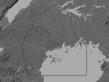 Photo for Central, region of Uganda. Grayscale elevation map with lakes and rivers - Royalty Free Image