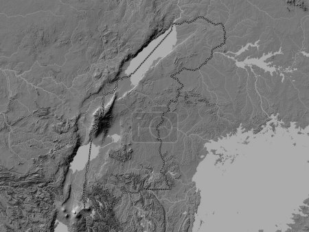 Photo for Western, region of Uganda. Bilevel elevation map with lakes and rivers - Royalty Free Image