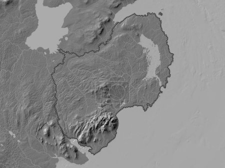 Photo for Down, region of Northern Ireland. Bilevel elevation map with lakes and rivers - Royalty Free Image