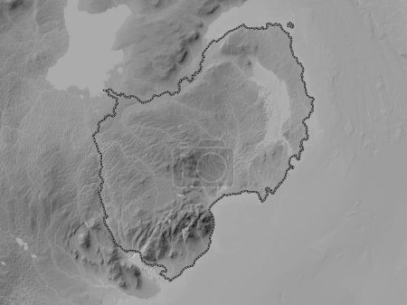 Photo for Down, region of Northern Ireland. Grayscale elevation map with lakes and rivers - Royalty Free Image