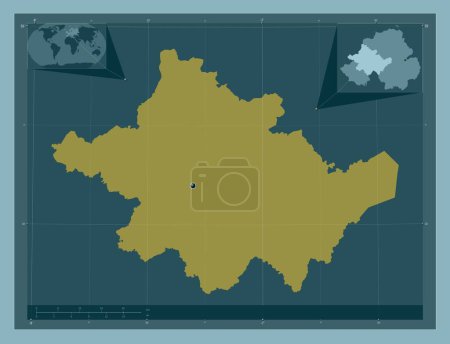Photo for Tyrone, region of Northern Ireland. Solid color shape. Corner auxiliary location maps - Royalty Free Image