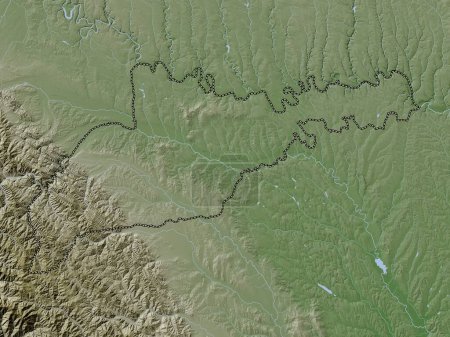 Photo for Chernivtsi, region of Ukraine. Elevation map colored in wiki style with lakes and rivers - Royalty Free Image