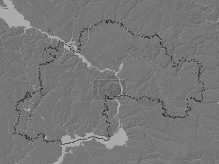 Photo for Dnipropetrovs'k, region of Ukraine. Bilevel elevation map with lakes and rivers - Royalty Free Image