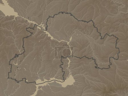 Photo for Dnipropetrovs'k, region of Ukraine. Elevation map colored in sepia tones with lakes and rivers - Royalty Free Image