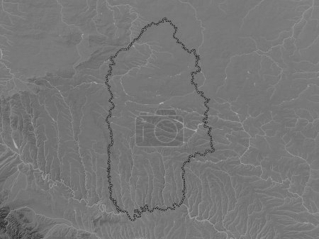 Photo for Khmel'nyts'kyy, region of Ukraine. Grayscale elevation map with lakes and rivers - Royalty Free Image