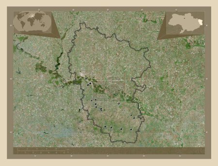 Photo for Luhans'k, region of Ukraine. High resolution satellite map. Locations of major cities of the region. Corner auxiliary location maps - Royalty Free Image