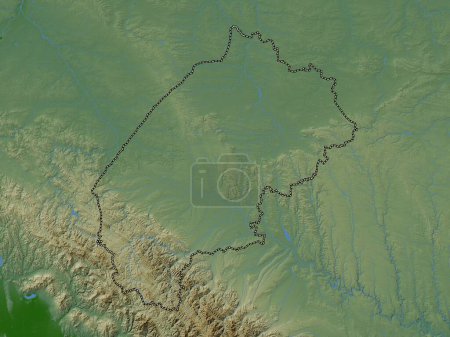 Téléchargez les photos : L'viv, région de l'Ukraine. Carte d'altitude colorée avec lacs et rivières - en image libre de droit