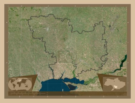 Photo for Mykolayiv, region of Ukraine. Low resolution satellite map. Corner auxiliary location maps - Royalty Free Image