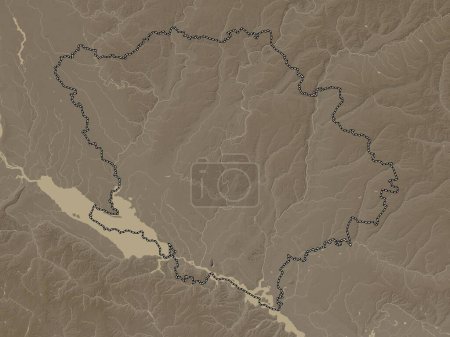 Photo for Poltava, region of Ukraine. Elevation map colored in sepia tones with lakes and rivers - Royalty Free Image