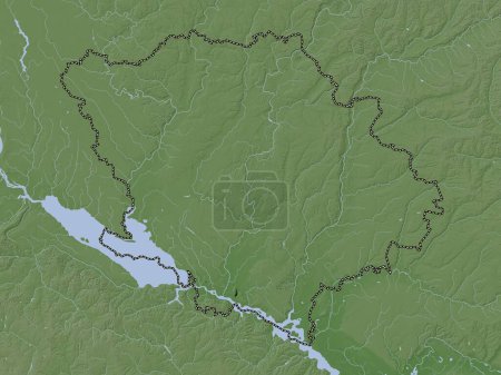 Téléchargez les photos : Poltava, région d'Ukraine. Carte d'altitude colorée dans le style wiki avec des lacs et des rivières - en image libre de droit