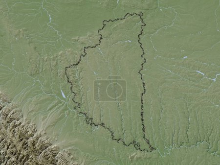 Téléchargez les photos : Ternopil ', région de l'Ukraine. Carte d'altitude colorée dans le style wiki avec des lacs et des rivières - en image libre de droit