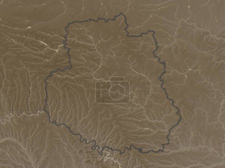 Photo for Vinnytsya, region of Ukraine. Elevation map colored in sepia tones with lakes and rivers - Royalty Free Image
