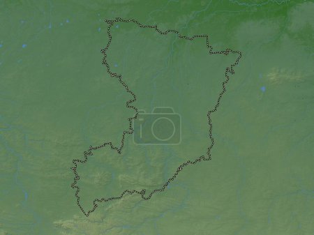 Foto de Rivne, región de Ucrania. Mapa de elevación de colores con lagos y ríos - Imagen libre de derechos