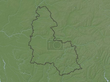 Téléchargez les photos : Sumy, région d'Ukraine. Carte d'altitude colorée dans le style wiki avec des lacs et des rivières - en image libre de droit