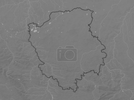 Foto de Volyn, región de Ucrania. Mapa de elevación a escala de grises con lagos y ríos - Imagen libre de derechos