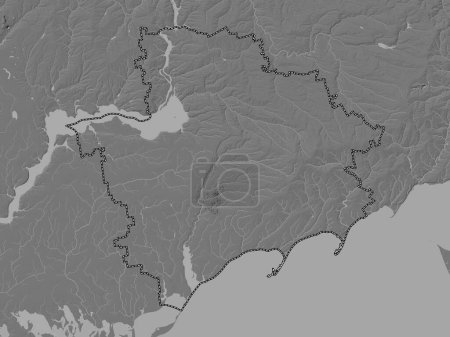 Photo for Zaporizhzhya, region of Ukraine. Bilevel elevation map with lakes and rivers - Royalty Free Image