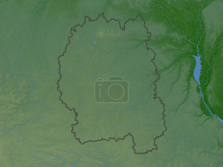 Photo for Zhytomyr, region of Ukraine. Colored elevation map with lakes and rivers - Royalty Free Image