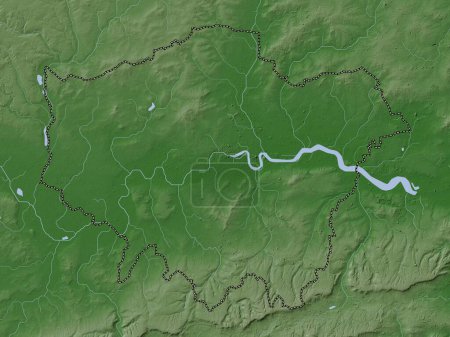 Photo for London, region of United Kingdom. Elevation map colored in wiki style with lakes and rivers - Royalty Free Image