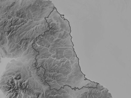 Foto de Noreste, región del Reino Unido. Mapa de elevación a escala de grises con lagos y ríos - Imagen libre de derechos