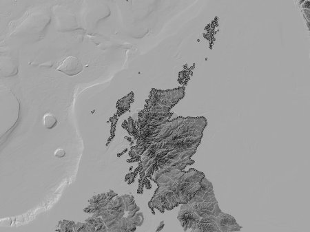 Téléchargez les photos : Ecosse, région du Royaume-Uni. Carte d'altitude de Bilevel avec lacs et rivières - en image libre de droit