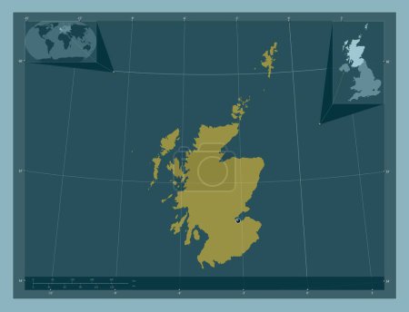 Photo for Scotland, region of United Kingdom. Solid color shape. Corner auxiliary location maps - Royalty Free Image