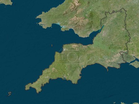 Téléchargez les photos : Sud-ouest, région du Royaume-Uni. Carte satellite basse résolution - en image libre de droit