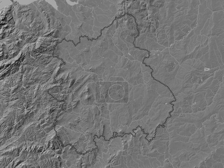 Téléchargez les photos : West Midlands, région du Royaume-Uni. Carte d'altitude de Bilevel avec lacs et rivières - en image libre de droit