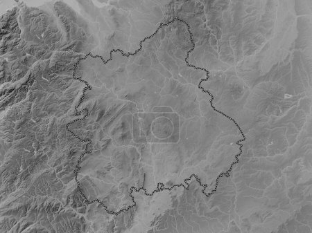 Photo for West Midlands, region of United Kingdom. Grayscale elevation map with lakes and rivers - Royalty Free Image