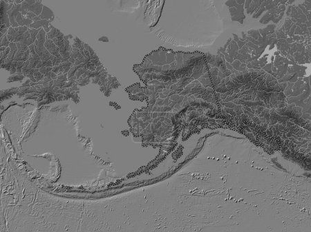 Téléchargez les photos : Alaska, État des États-Unis d'Amérique. Carte d'altitude de Bilevel avec lacs et rivières - en image libre de droit