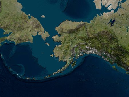 Photo for Alaska, state of United States of America. Low resolution satellite map - Royalty Free Image