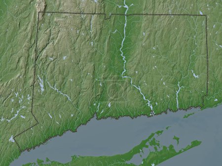 Photo for Connecticut, state of United States of America. Elevation map colored in wiki style with lakes and rivers - Royalty Free Image