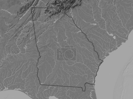 Téléchargez les photos : Géorgie, État des États-Unis d'Amérique. Carte d'altitude de Bilevel avec lacs et rivières - en image libre de droit