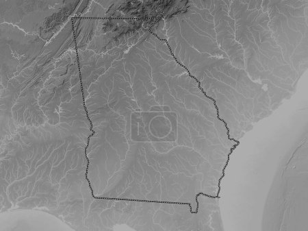 Photo for Georgia, state of United States of America. Grayscale elevation map with lakes and rivers - Royalty Free Image