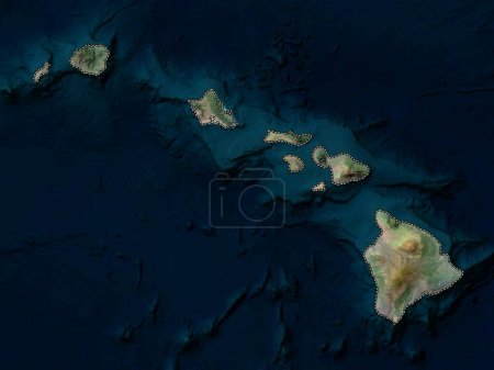 Téléchargez les photos : Hawaï, État des États-Unis d'Amérique. Carte satellite haute résolution - en image libre de droit