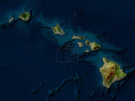 Téléchargez les photos : Hawaï, État des États-Unis d'Amérique. Carte satellite basse résolution - en image libre de droit
