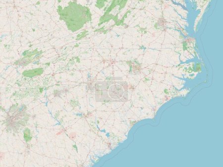 Carolina del Norte, estado de los Estados Unidos de América. Mapa de calle abierto