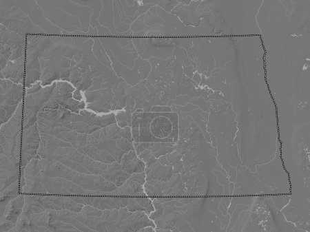 Téléchargez les photos : Dakota du Nord, État des États-Unis. Carte d'altitude de Bilevel avec lacs et rivières - en image libre de droit
