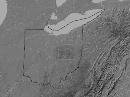 Téléchargez les photos : Ohio, État des États-Unis. Carte d'altitude de Bilevel avec lacs et rivières - en image libre de droit