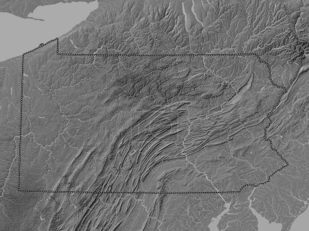 Foto de Pensilvania, estado de los Estados Unidos de América. Mapa de elevación de Bilevel con lagos y ríos - Imagen libre de derechos