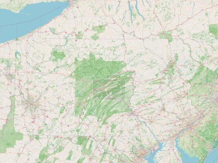 Photo for Pennsylvania, state of United States of America. Open Street Map - Royalty Free Image