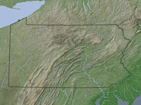 Photo for Pennsylvania, state of United States of America. Elevation map colored in wiki style with lakes and rivers - Royalty Free Image