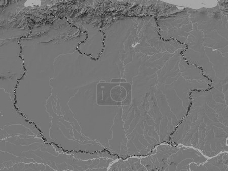 Foto de Guarico, estado de Venezuela. Mapa de elevación de Bilevel con lagos y ríos - Imagen libre de derechos