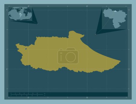 Photo for Miranda, state of Venezuela. Solid color shape. Corner auxiliary location maps - Royalty Free Image