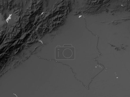 Foto de Portuguesa, estado de Venezuela. Mapa de elevación a escala de grises con lagos y ríos - Imagen libre de derechos