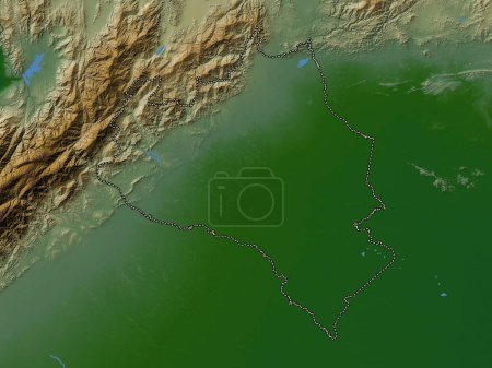 Téléchargez les photos : Portuguesa, État du Venezuela. Carte d'altitude colorée avec lacs et rivières - en image libre de droit