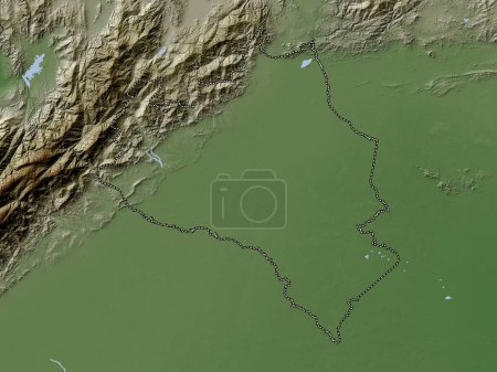 Foto de Portuguesa, estado de Venezuela. Mapa de elevación coloreado en estilo wiki con lagos y ríos - Imagen libre de derechos