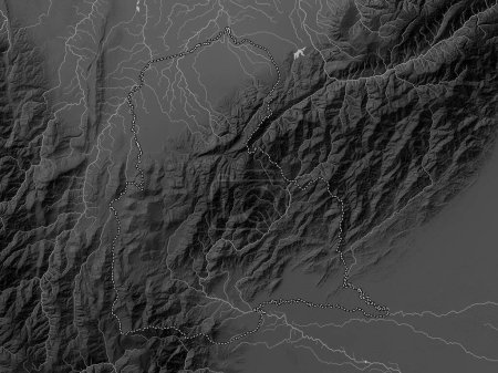 Foto de Tachira, estado de Venezuela. Mapa de elevación a escala de grises con lagos y ríos - Imagen libre de derechos