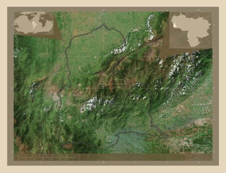 Foto de Tachira, estado de Venezuela. Mapa satelital de alta resolución. Mapas de ubicación auxiliares de esquina - Imagen libre de derechos