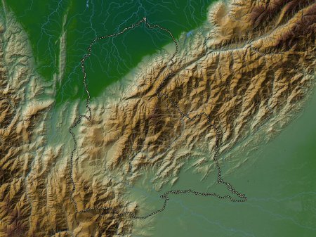 Téléchargez les photos : Tachira, État du Venezuela. Carte d'altitude colorée avec lacs et rivières - en image libre de droit