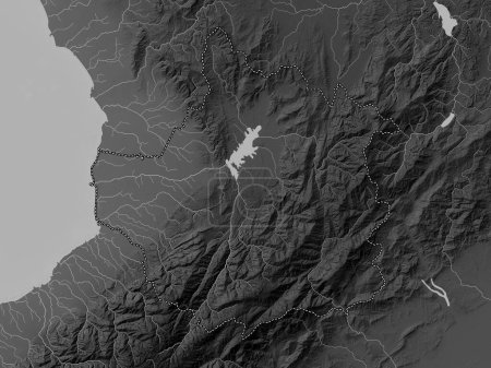 Foto de Trujillo, estado de Venezuela. Mapa de elevación a escala de grises con lagos y ríos - Imagen libre de derechos